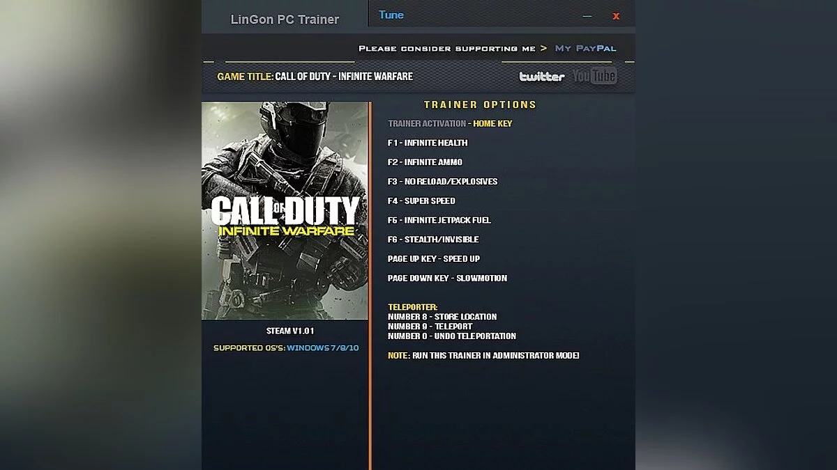 Call of Duty: Infinite Warfare — Трейнер / Trainer (+10) [1.01] [LinGon]