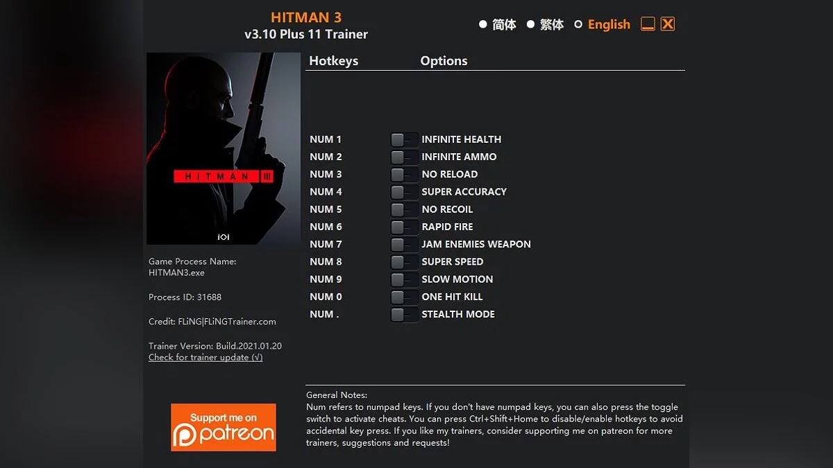 Hitman World of Assassination — Трейнер (+11) [3.10]