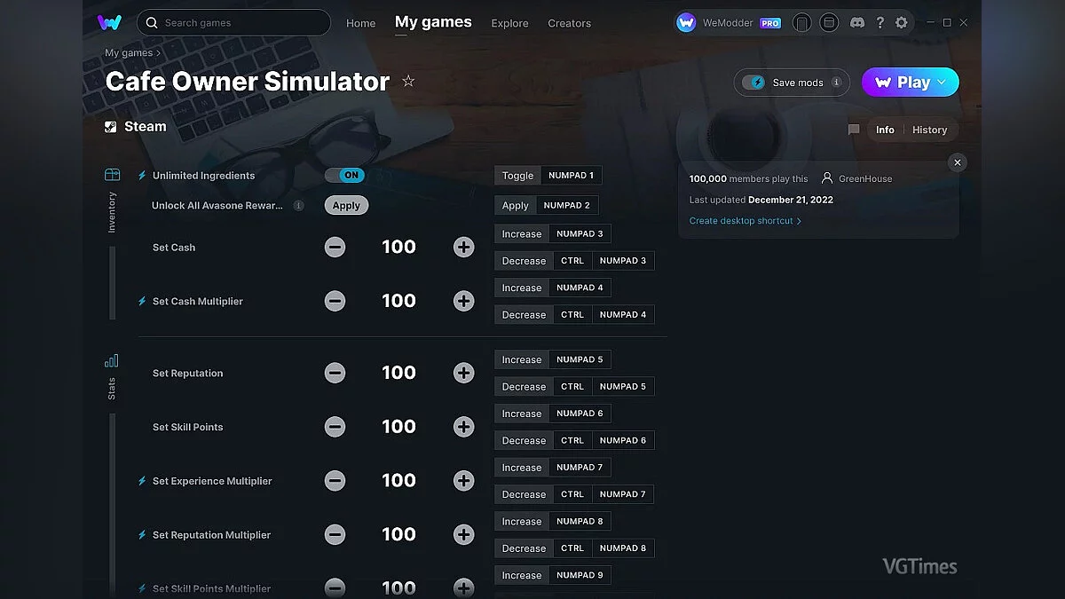 Cafe Owner Simulator — Трейнер (+25) от 21.12.2022 [WeMod]