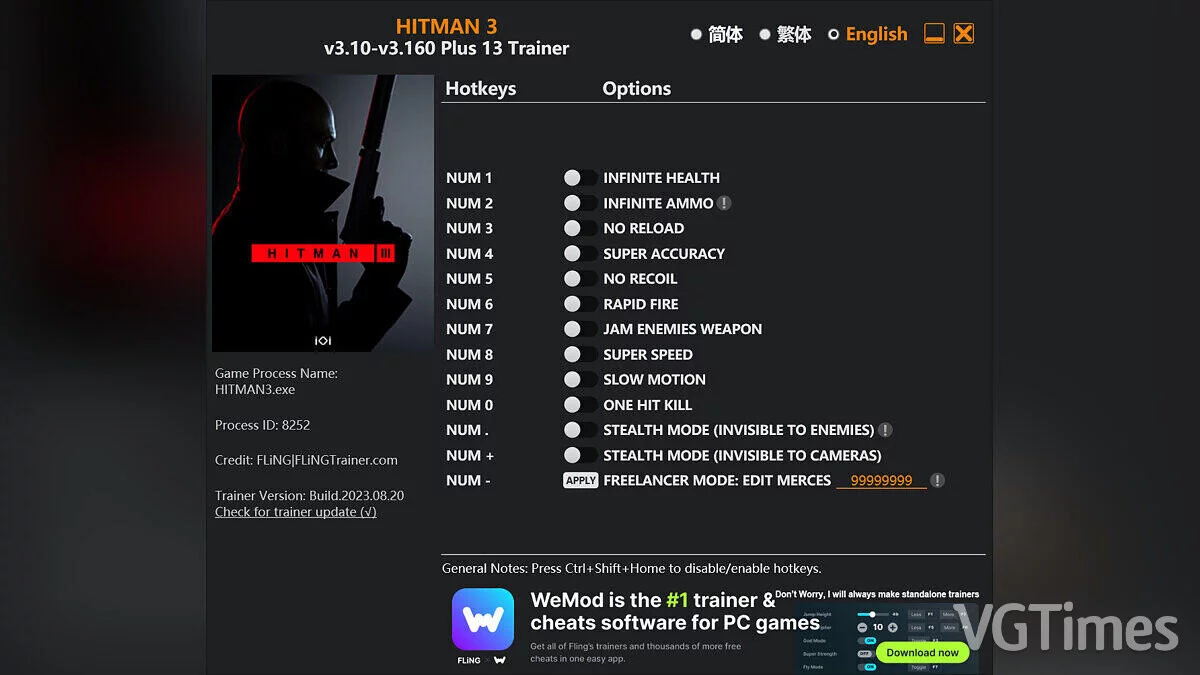 Hitman World of Assassination — Трейнер (+13) [3.10 - 3160]