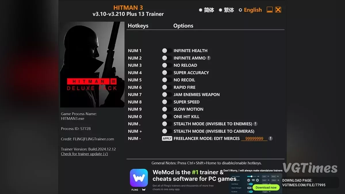 Hitman World of Assassination — Трейнер (+13) [3.10 - 3.160]