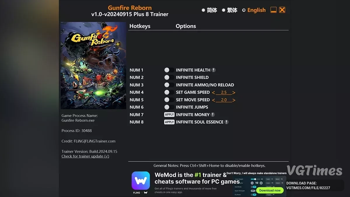 Gunfire Reborn — Трейнер (+8) [1.0 - UPD: 08.04.2025]