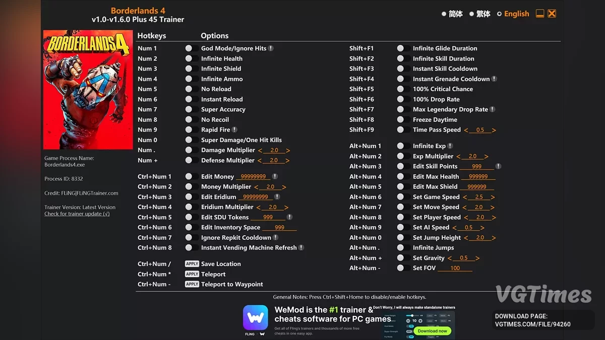Borderlands 4 — Трейнер (+45) [1.6.0]