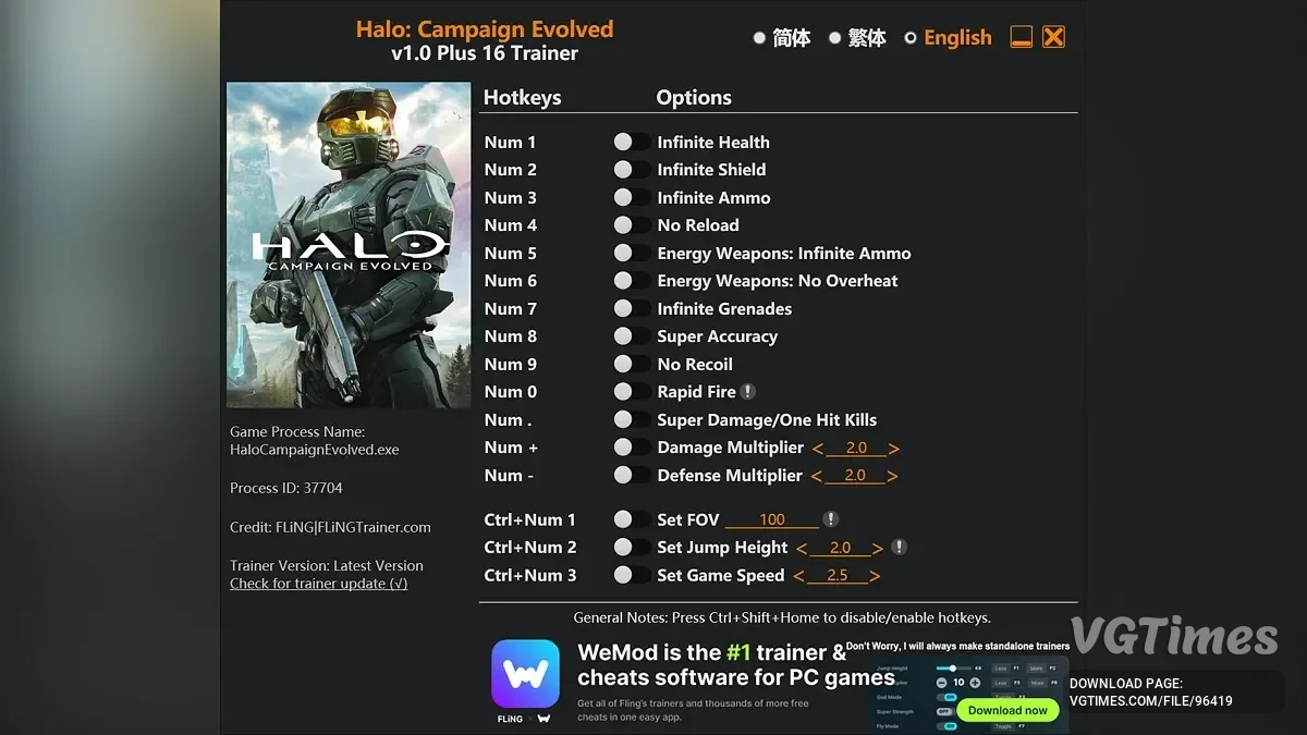 Halo: Campaign Evolved — Трейнер (+16)