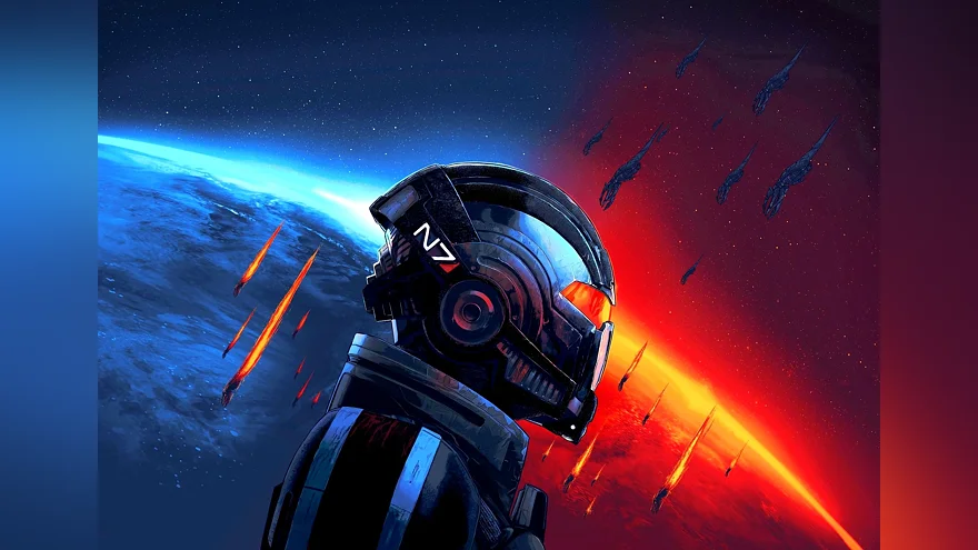 N7-экипировка на фоне космоса