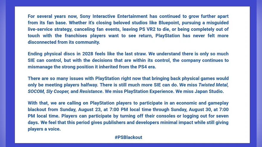 Игроки призывают к бойкоту PlayStation под хэштегом #PSBlackout